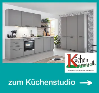 Stilvolle Einbauküche in Grau mit viel Stauraum, Elektrogeräten und modernem Design. Küchenstudio mit individuellen Planungen für funktionale und ästhetische Küchenlösungen.